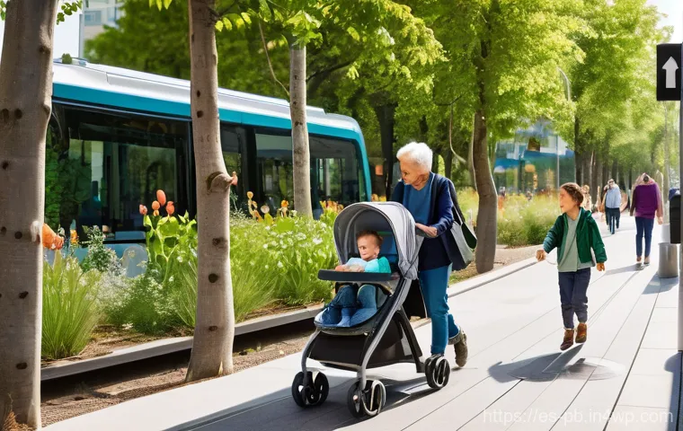 워커블 시티에서의 공간 재구성 전략 - **Prompt:** A serene and beautifully designed urban park or a grand pedestrian promenade, showcasing...