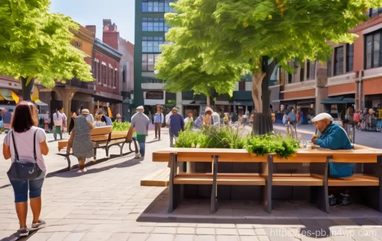 워커블 시티와 커뮤니티 건강 증진 - **Prompt 1: Vibrant Urban Promenade**
    "A cheerful individual, dressed in stylish casual clothes ...